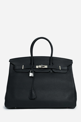 Herms 2008 Deep Navy Clemence Leather Birkin 35 PHW