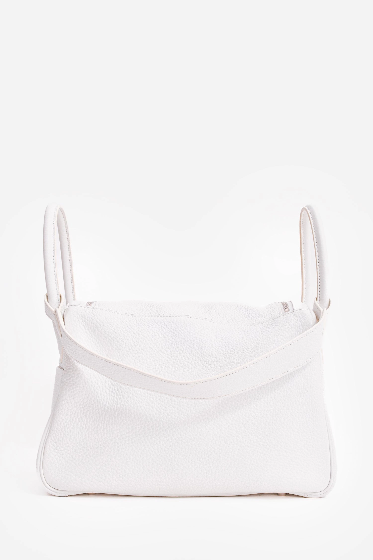 Herms 2008 White Clemence Leather Lindy 30 (As Is)