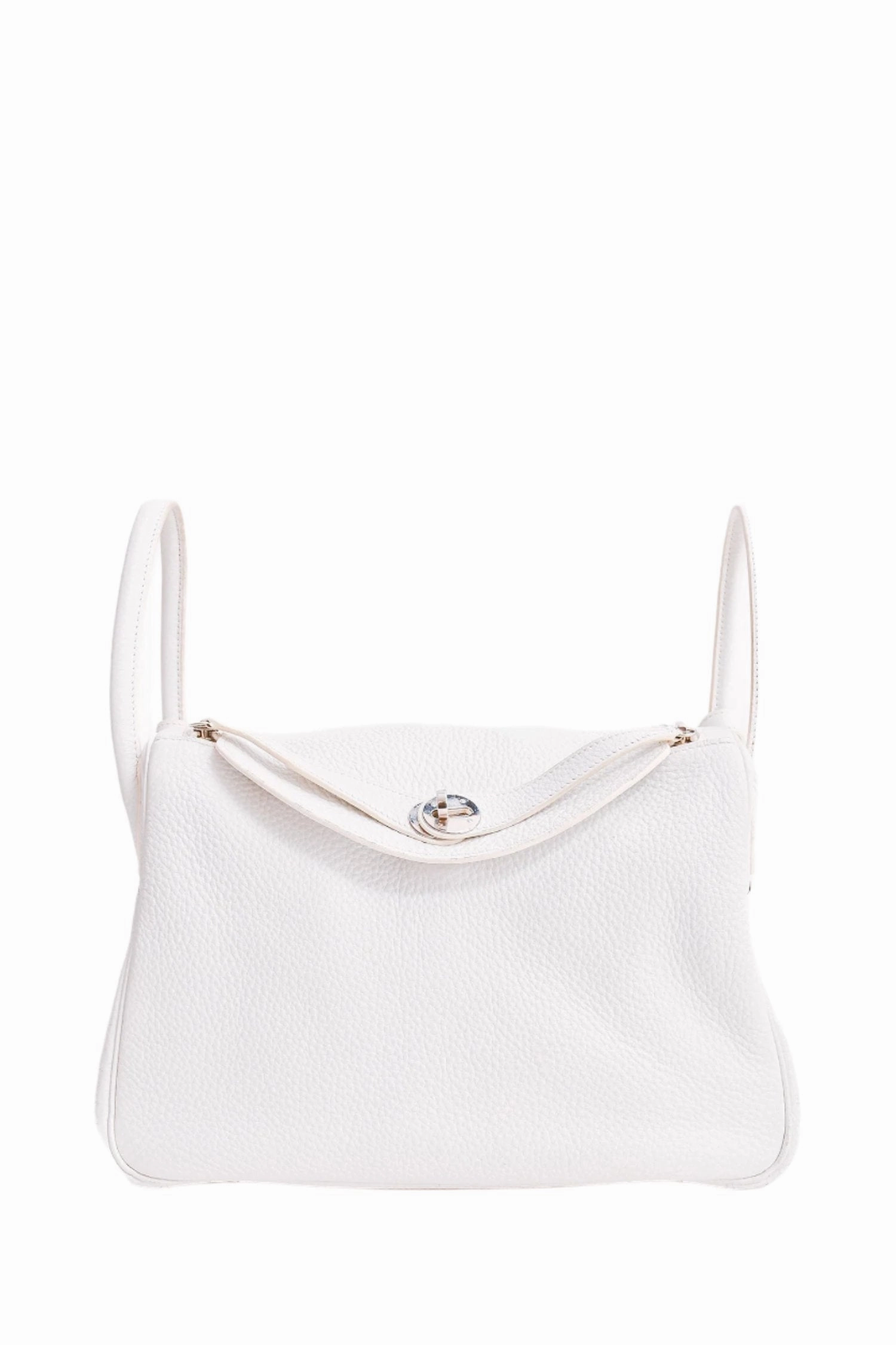 Herms 2008 White Clemence Leather Lindy 30 (As Is)