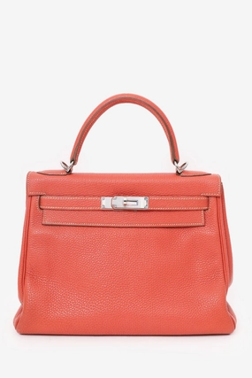 Herms 2011 9M Salmon Togo Leather Kelly 28 Top Handle with Strap