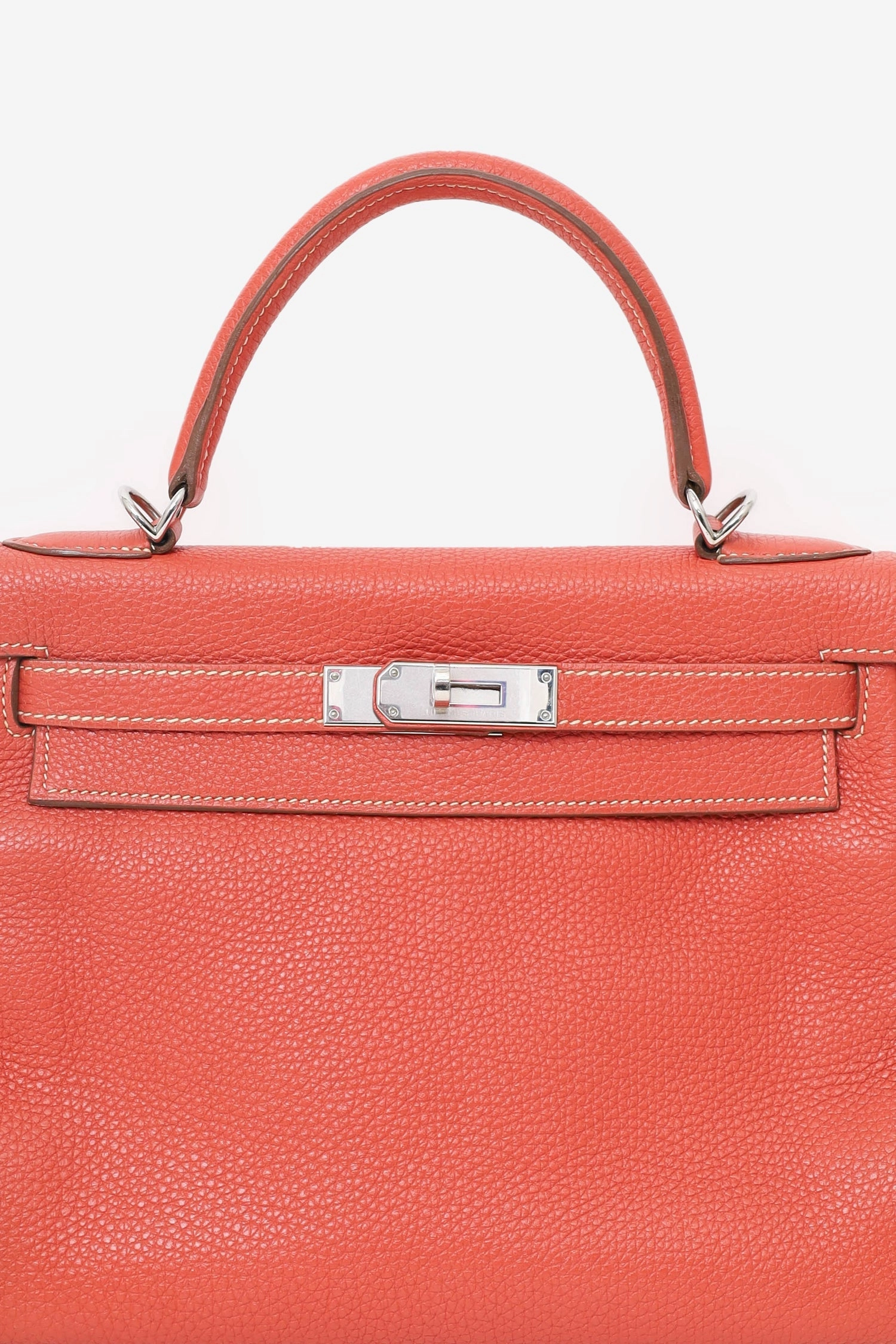 Herms 2011 9M Salmon Togo Leather Kelly 28 Top Handle with Strap
