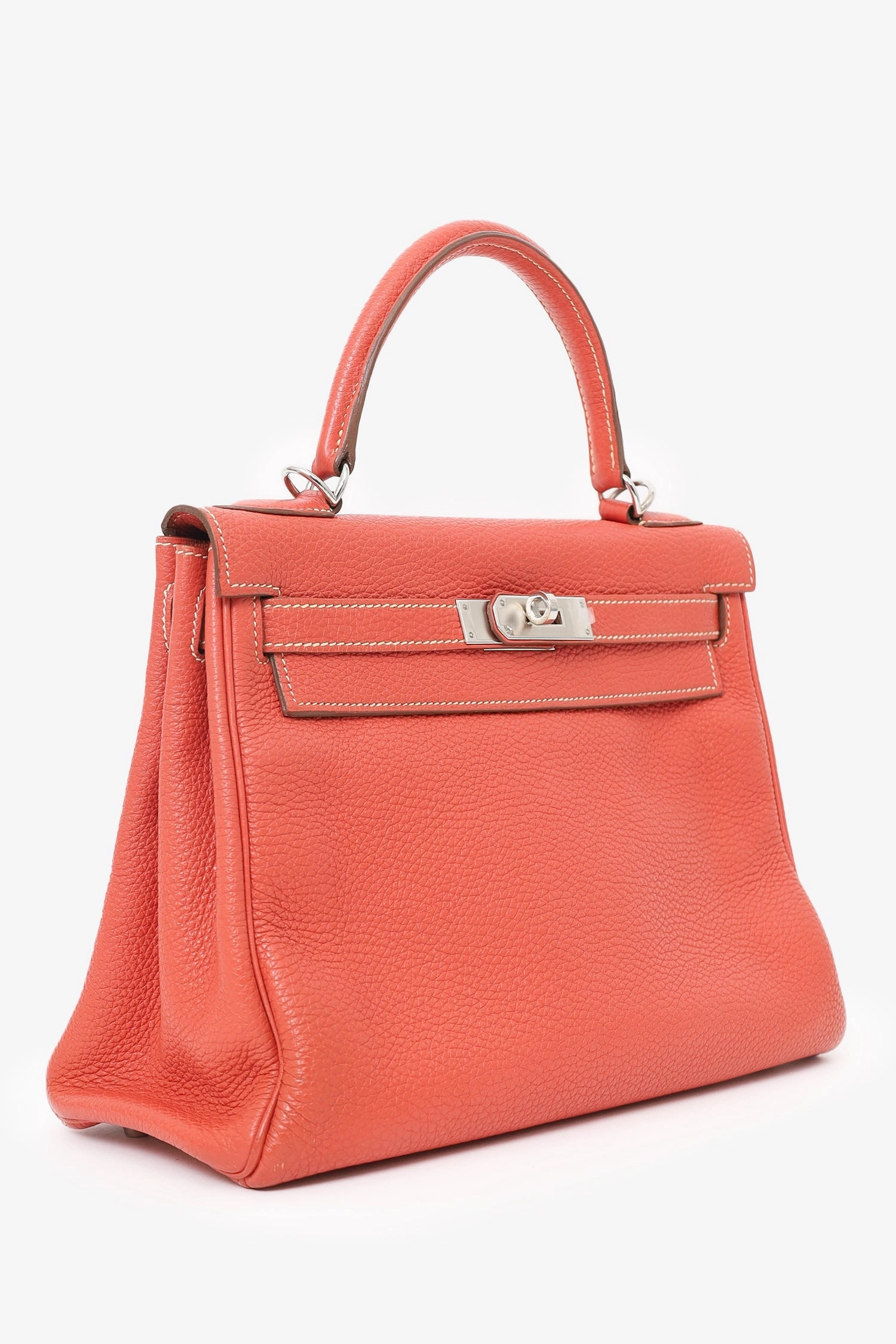 Herms 2011 9M Salmon Togo Leather Kelly 28 Top Handle with Strap
