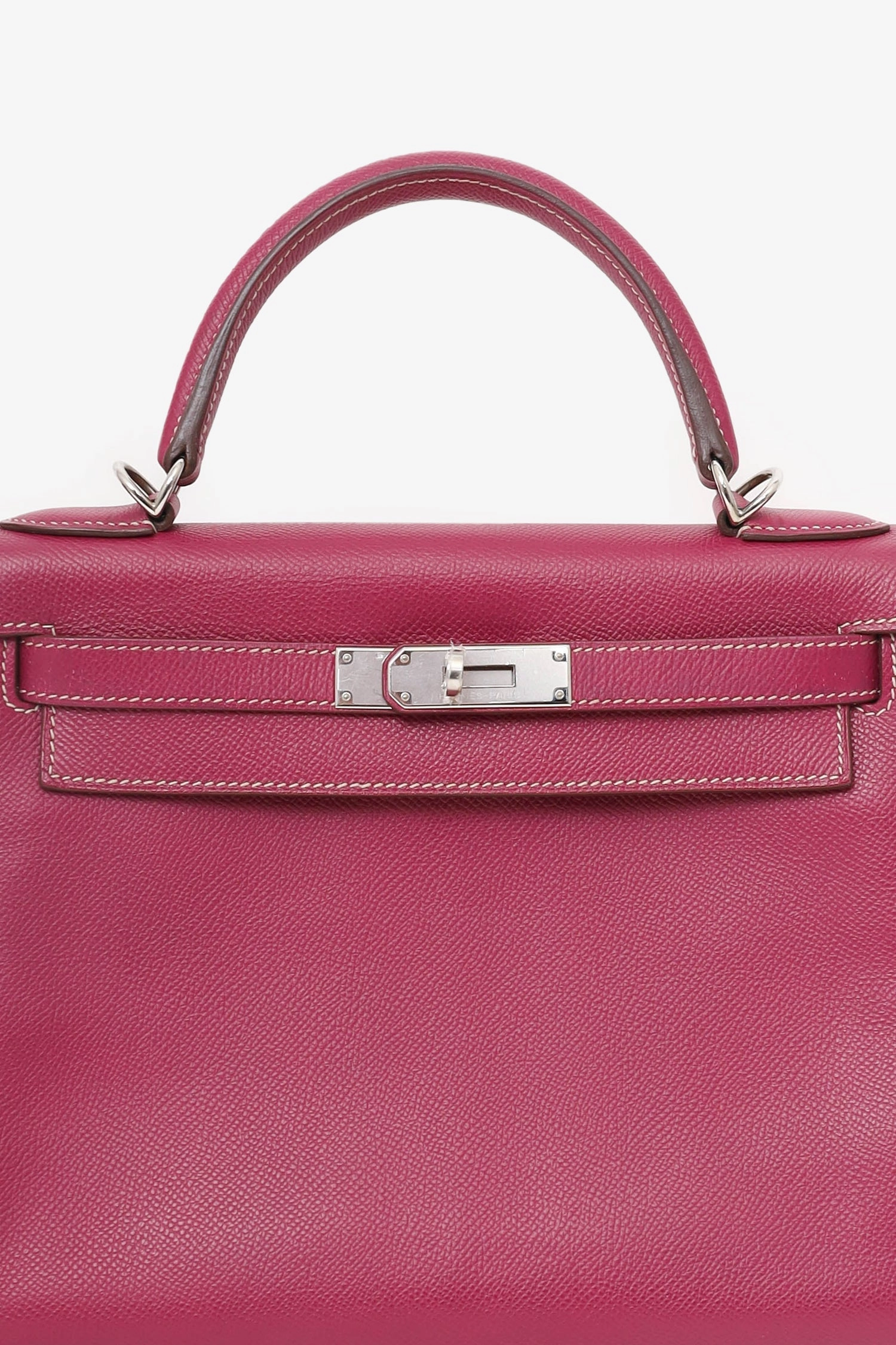 Herms 2011 K5 Purple Epsom Leather Kelly 28 Top Handle with Strap