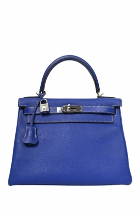 Herms 2012 Electric Blue Epsom Leather Retourne Kelly 28 with Strap