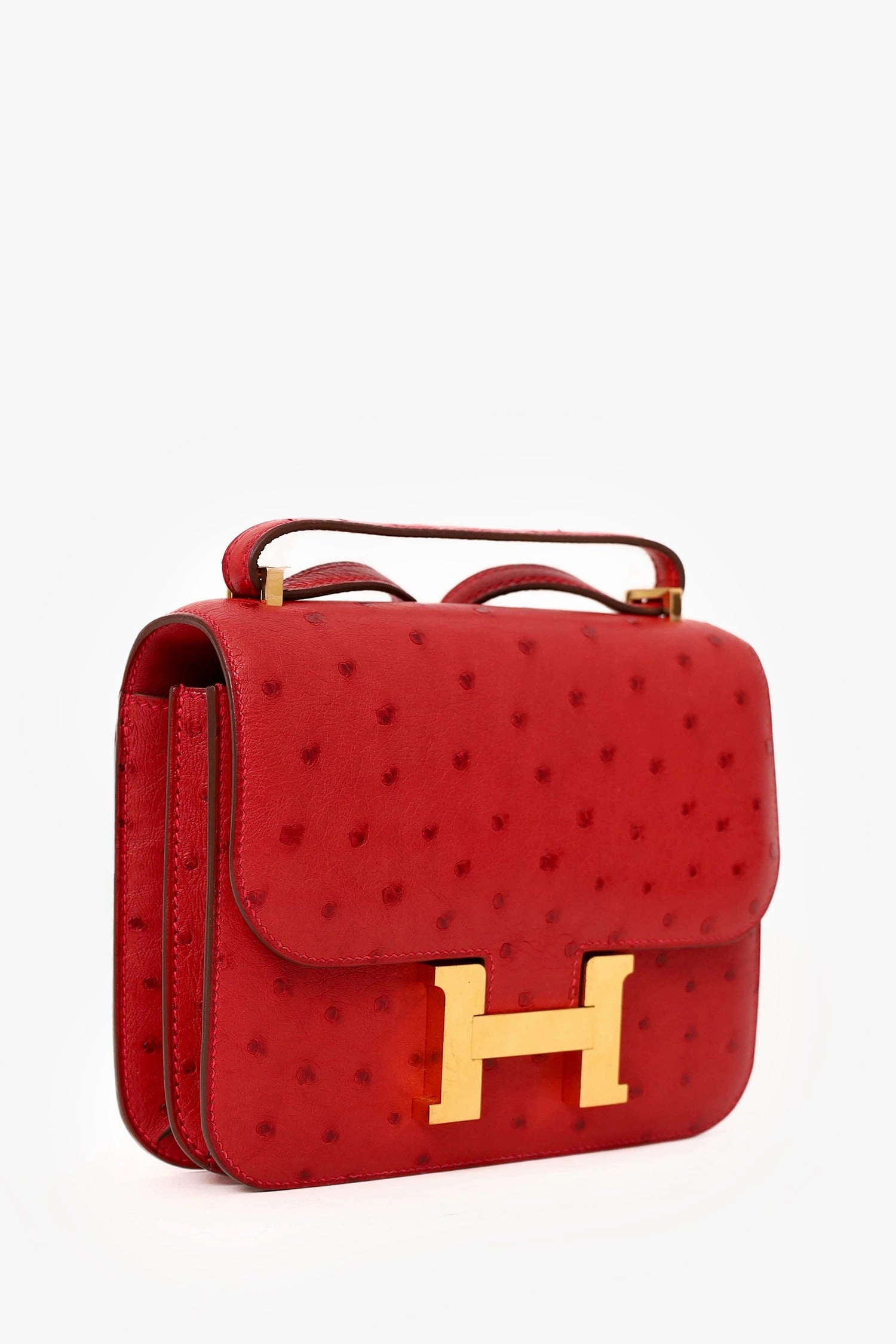 Herms 2017 Red Ostrich Constance 18