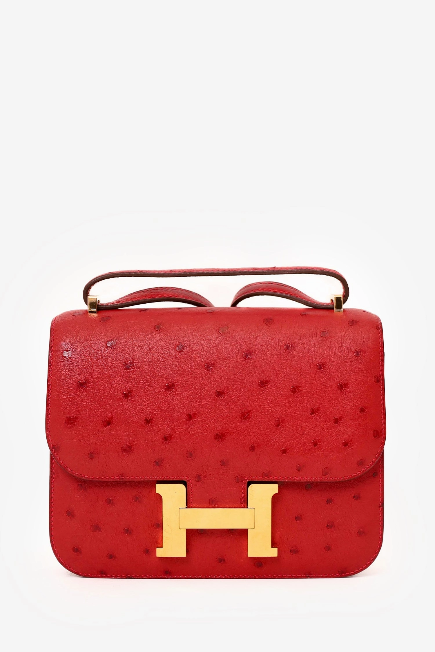 Herms 2017 Red Ostrich Constance 18