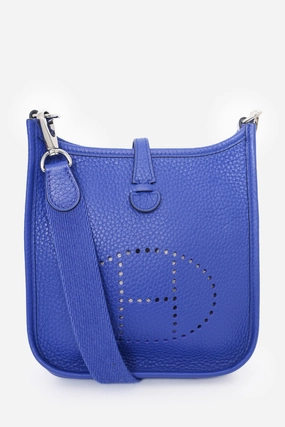 Herms 2018 Blue Electrique Clemence Leather Evelyne TPM Crossbody