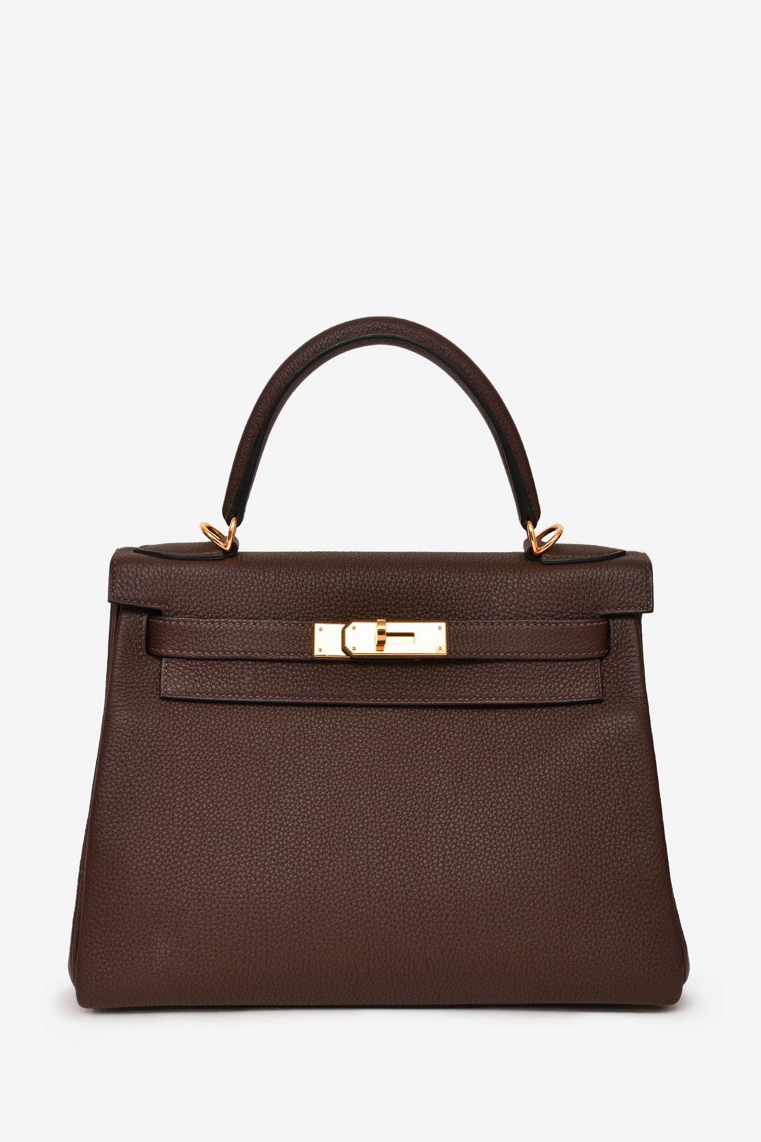 Herms 2018 Dark Brown Togo Leather Retourne Kelly 28 with Strap