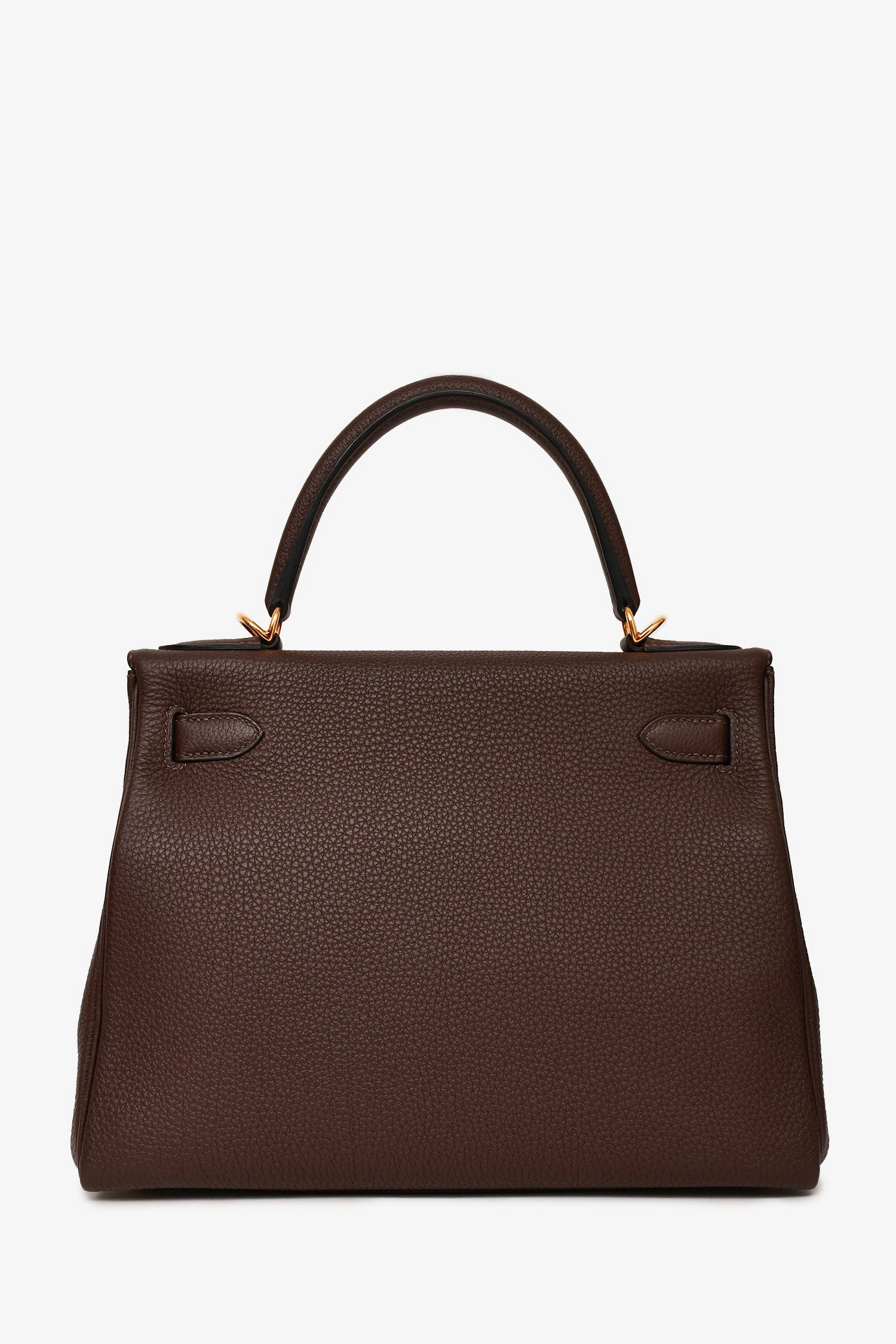 Herms 2018 Dark Brown Togo Leather Retourne Kelly 28 with Strap