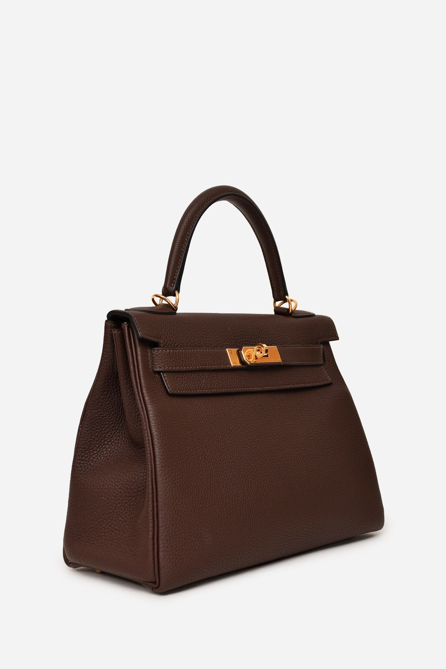 Herms 2018 Dark Brown Togo Leather Retourne Kelly 28 with Strap