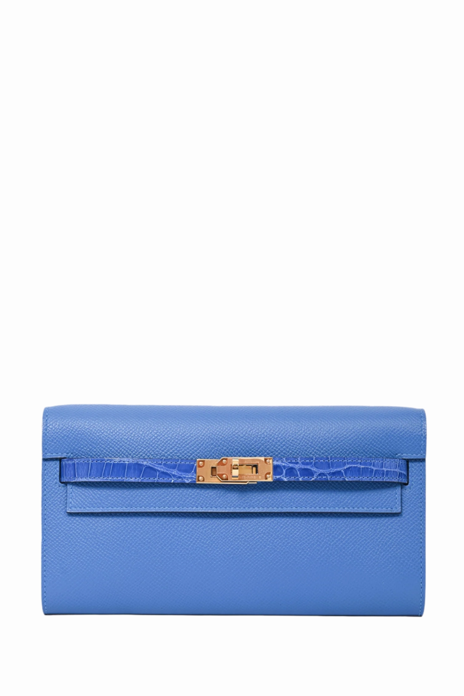 Herms 2018 Mykonos Bleu Zellige Epsom Kelly To Go Alligator Touch