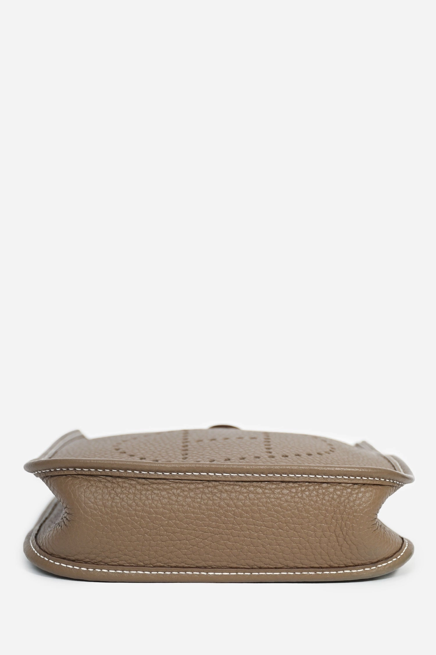 Herms 2023 Etoupe Clemence Leather Evelyne 16 TPM Crossbody with Navy Blue Strap