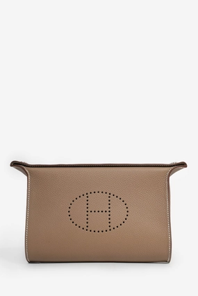 Herms 2023 Etoupe Togo Leather 'Videpoches' Crossbody