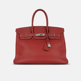 Herms - Birkin 35 - Rouge H Clemence PHW - 2005 - Pre-Loved