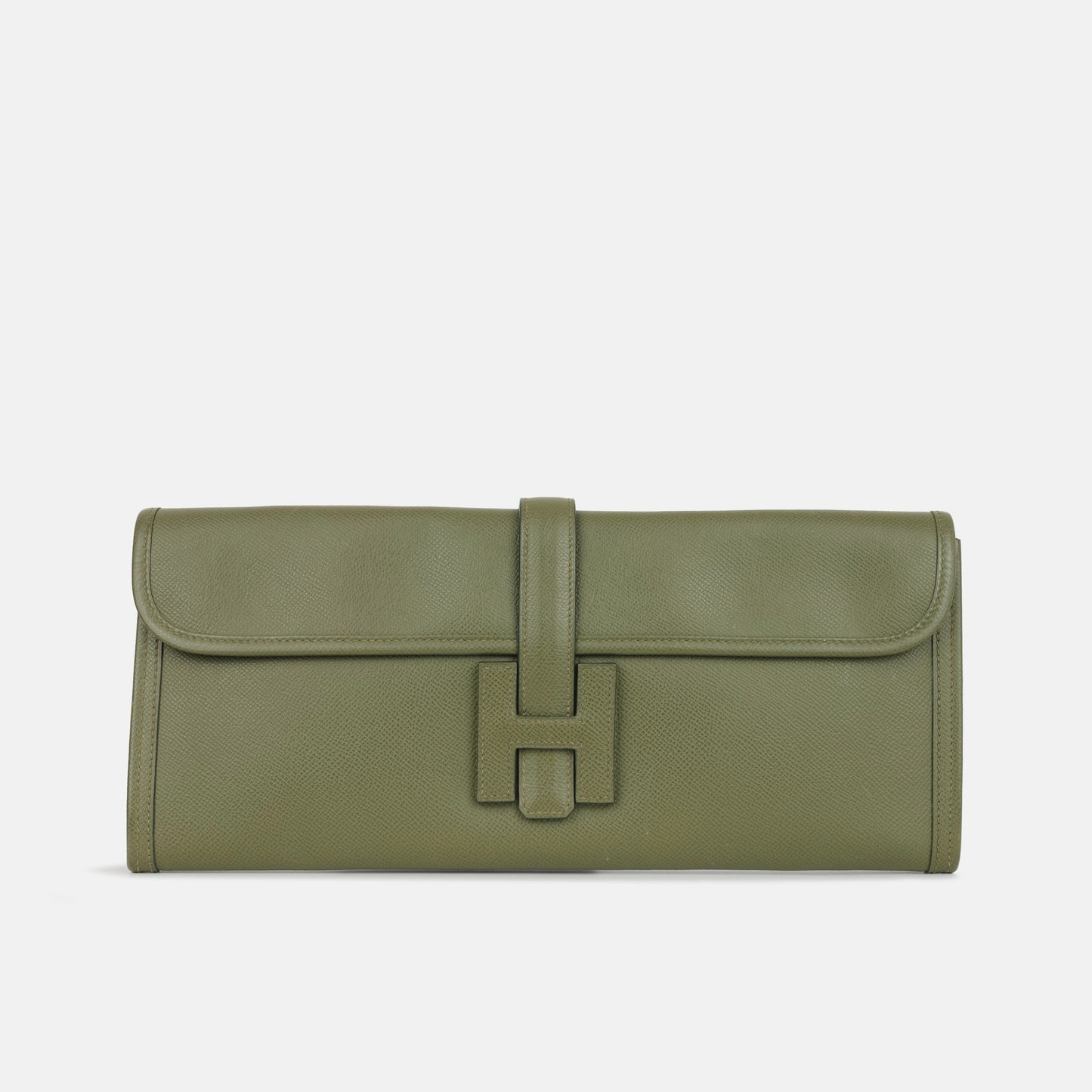 Herms - Jige Clutch 35 - Vert De Gris Epsom - Pre-Loved