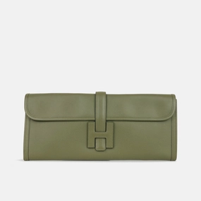 Herms - Jige Clutch 35 - Vert De Gris Epsom - Pre-Loved