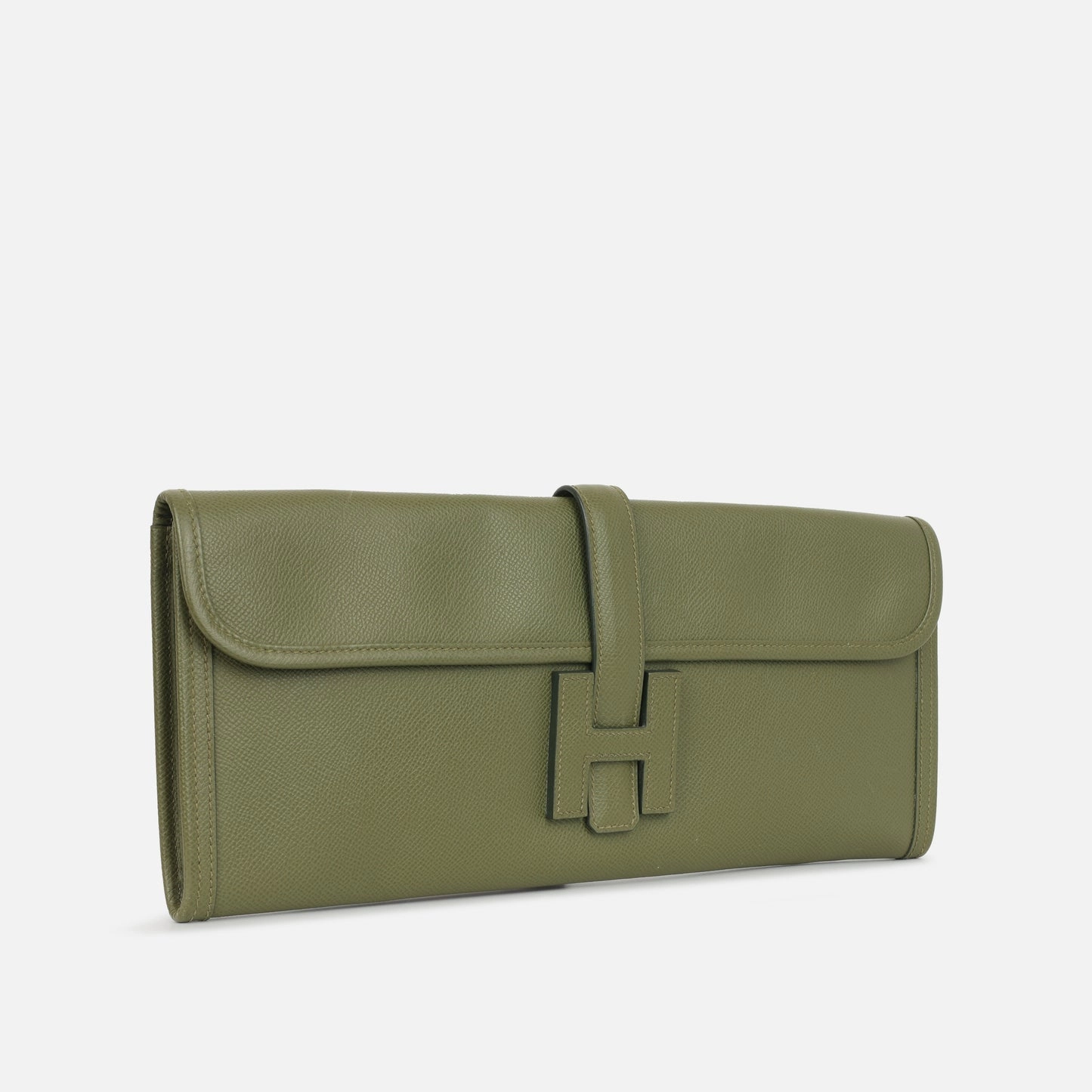 Herms - Jige Clutch 35 - Vert De Gris Epsom - Pre-Loved