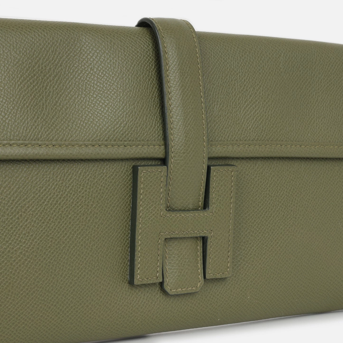 Herms - Jige Clutch 35 - Vert De Gris Epsom - Pre-Loved