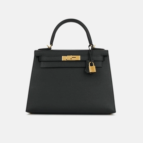 Herms - Kelly 28 - Noir Epsom GHW - Pre-Loved - 2024