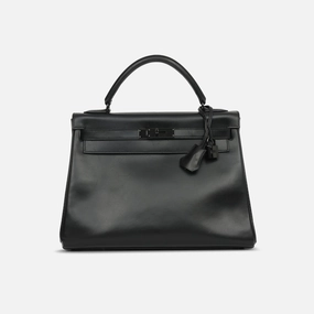 Herms - Kelly 32 - So Black Box Calf BHW - 2010 - Pre-Loved