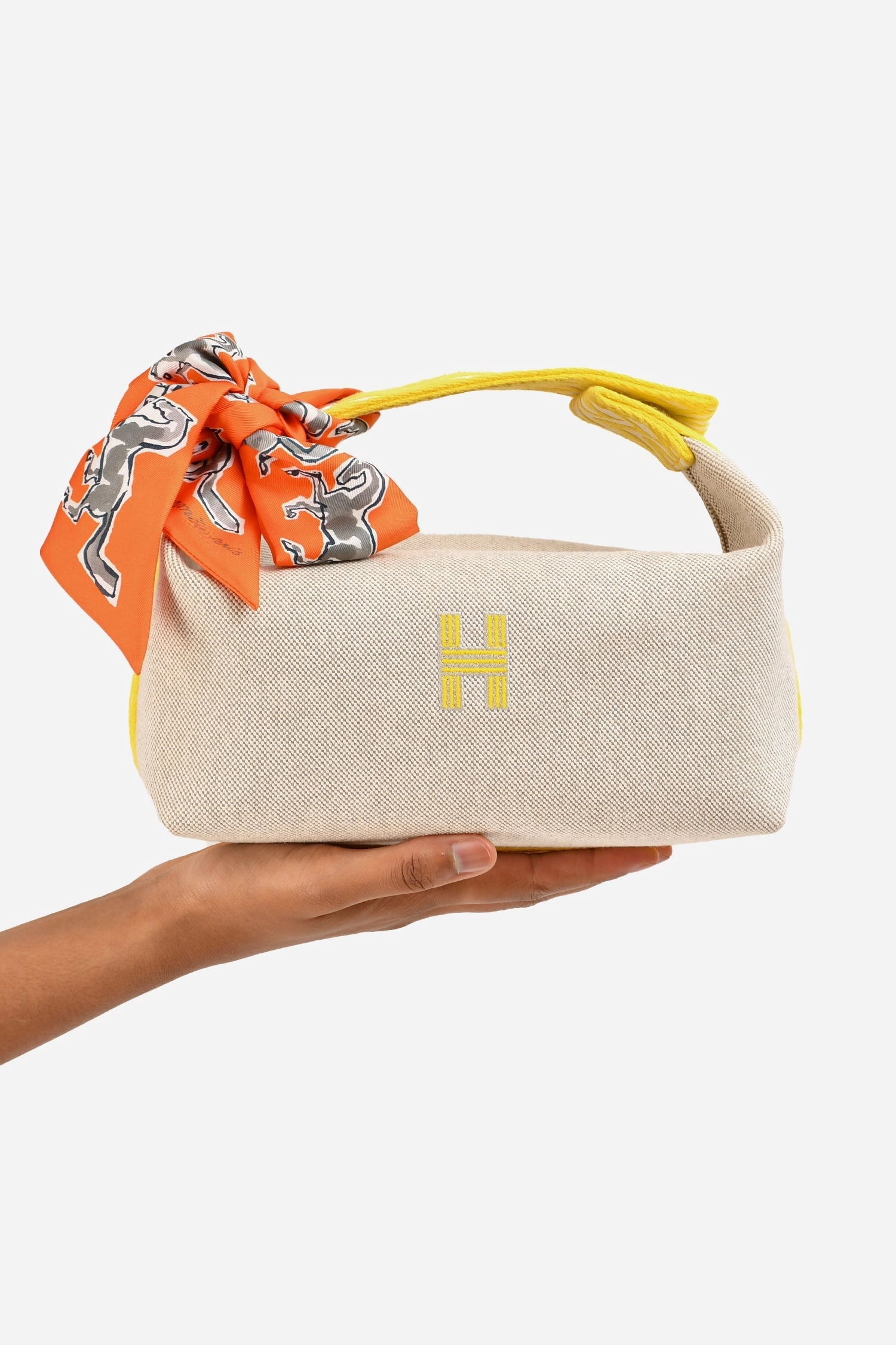Herms Beige/Yellow Canvas Bride-A-Brac Small Case