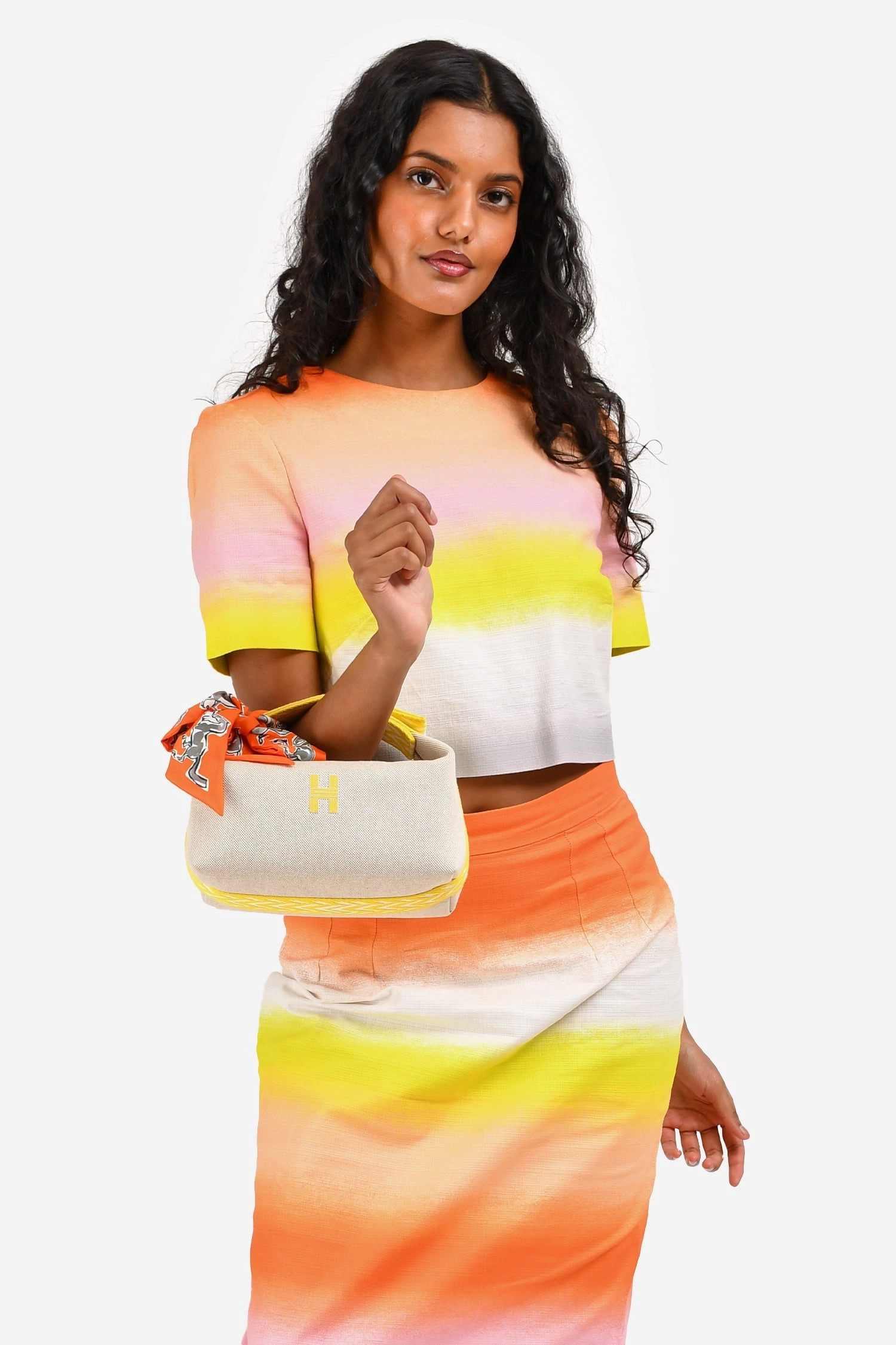 Herms Beige/Yellow Canvas Bride-A-Brac Small Case