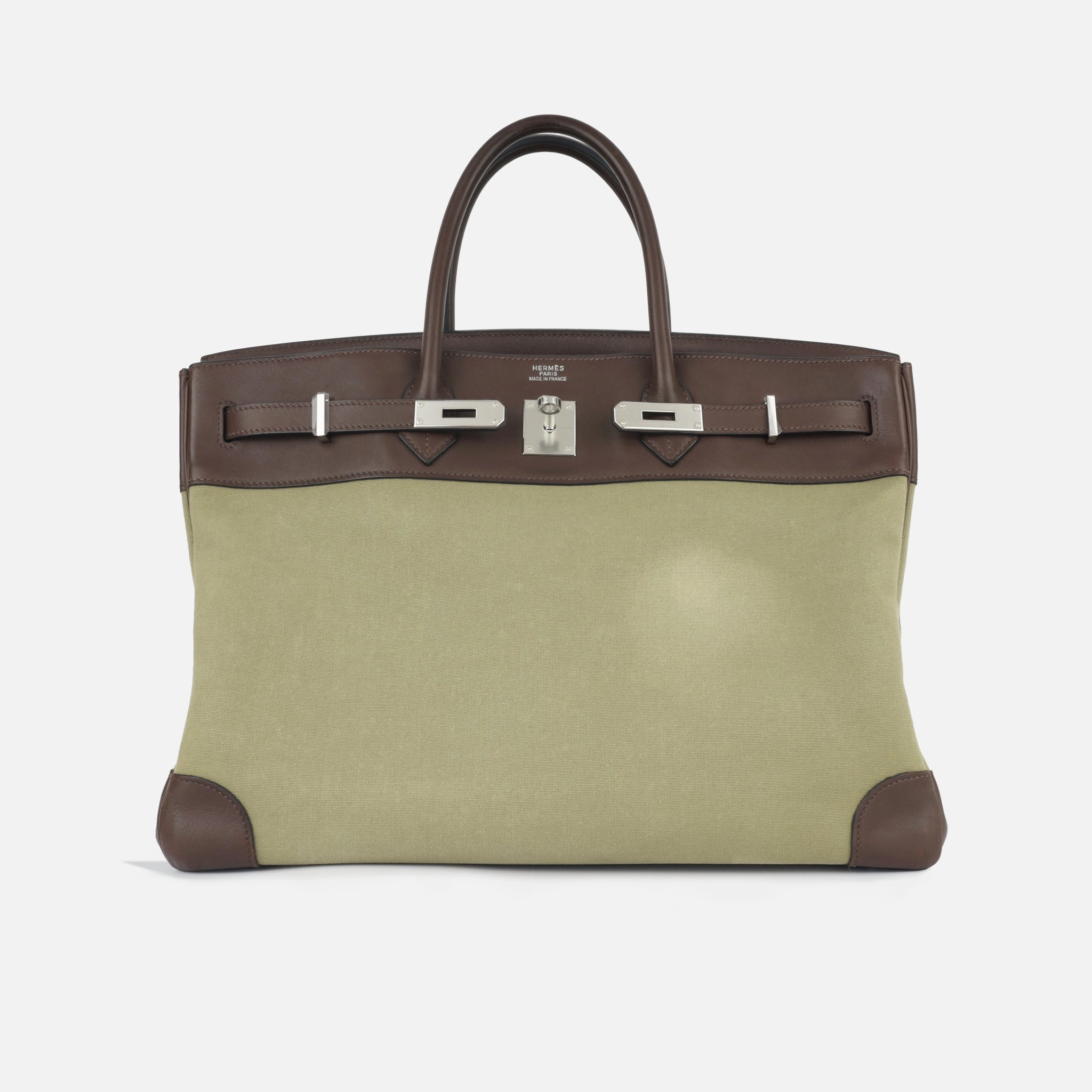 Herms Birkin 40 Toile - Chocolat Swift/Vert Olive