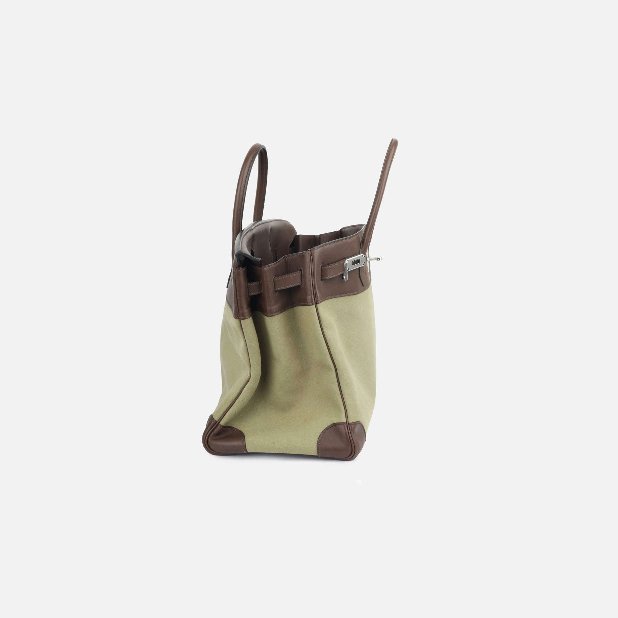 Herms Birkin 40 Toile - Chocolat Swift/Vert Olive