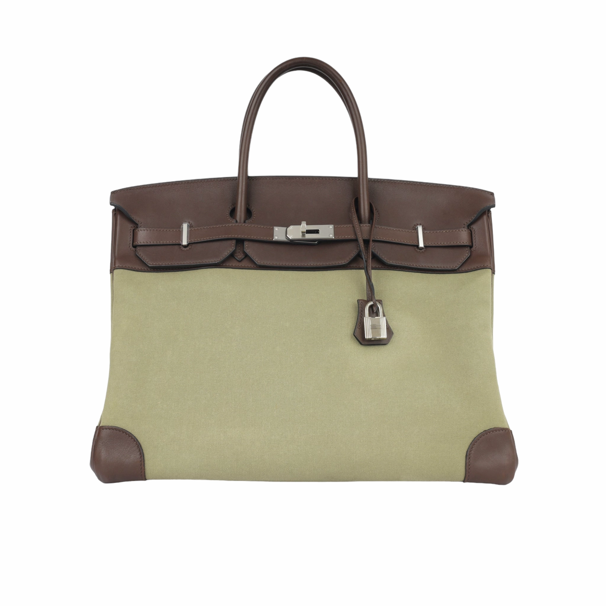 Herms Birkin 40 Toile - Chocolat Swift/Vert Olive