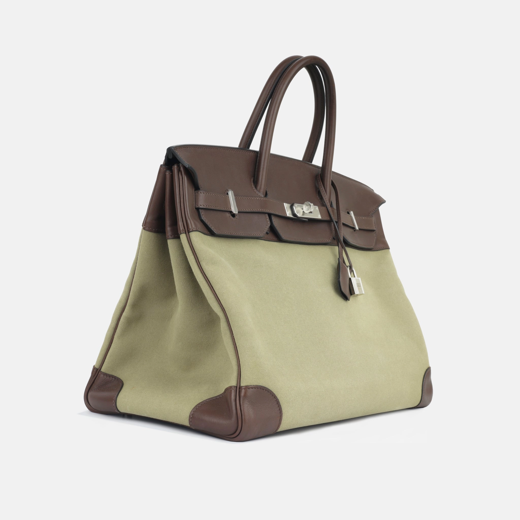 Herms Birkin 40 Toile - Chocolat Swift/Vert Olive