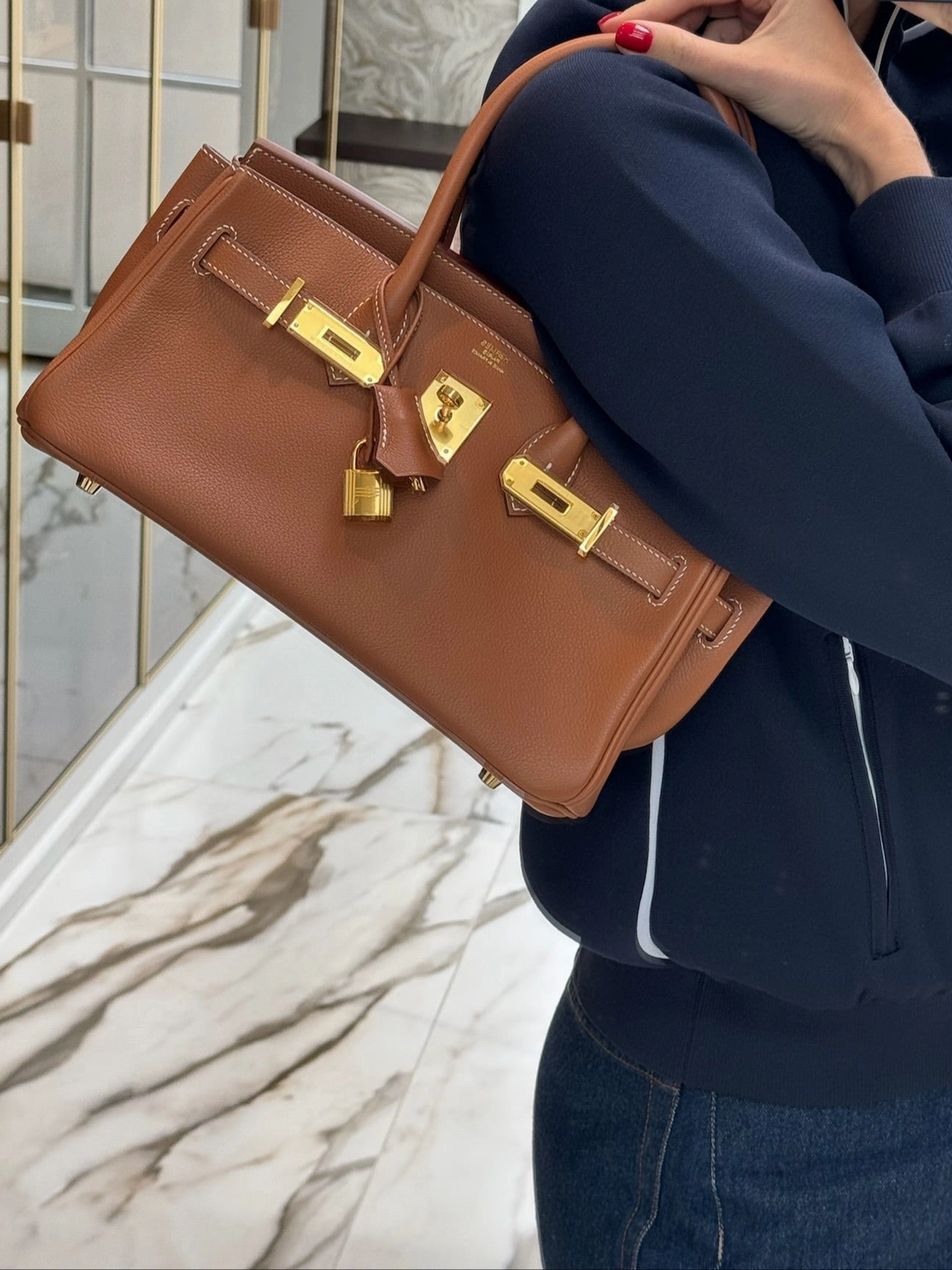 Herms Birkin Shoulder Light 29 Gold Evercolor Gold Hardware