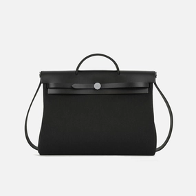 Herms Herbag 39 Noir Canvas / Hunter PHW