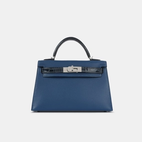 Herms Herms - Mini Kelly Touch - Deep Bleu Madame / Bleu Altique Alligator Lisse - PHW - 2024 - Brand New