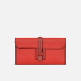 Herms Jige Clutch 29 Vermillion / Rouge Vif Swift Leather