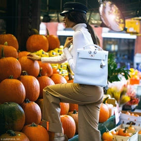 Herms Kelly 27 Ado Backpack White Graine Palladium Hardware