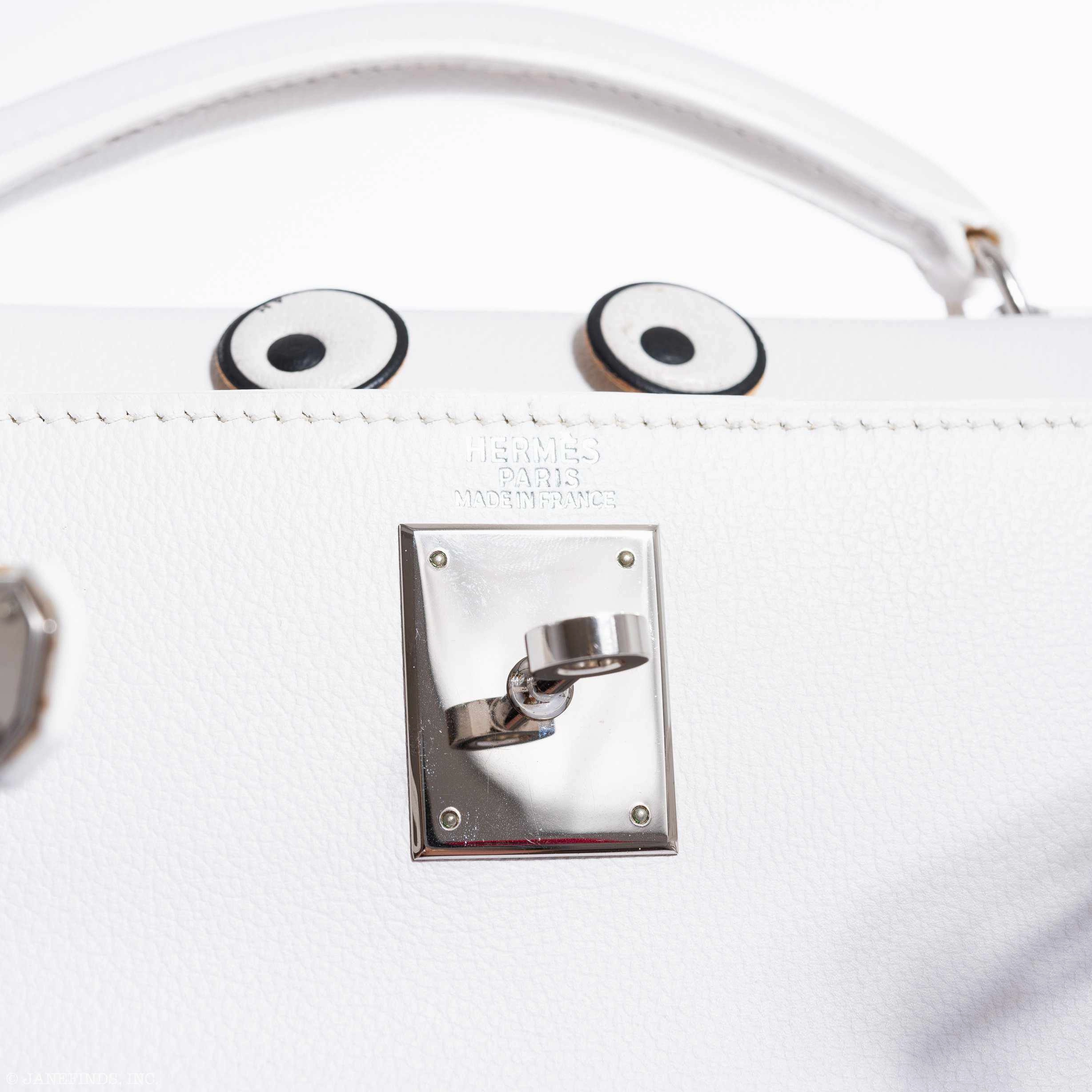 Herms Kelly 27 Ado Backpack White Graine Palladium Hardware