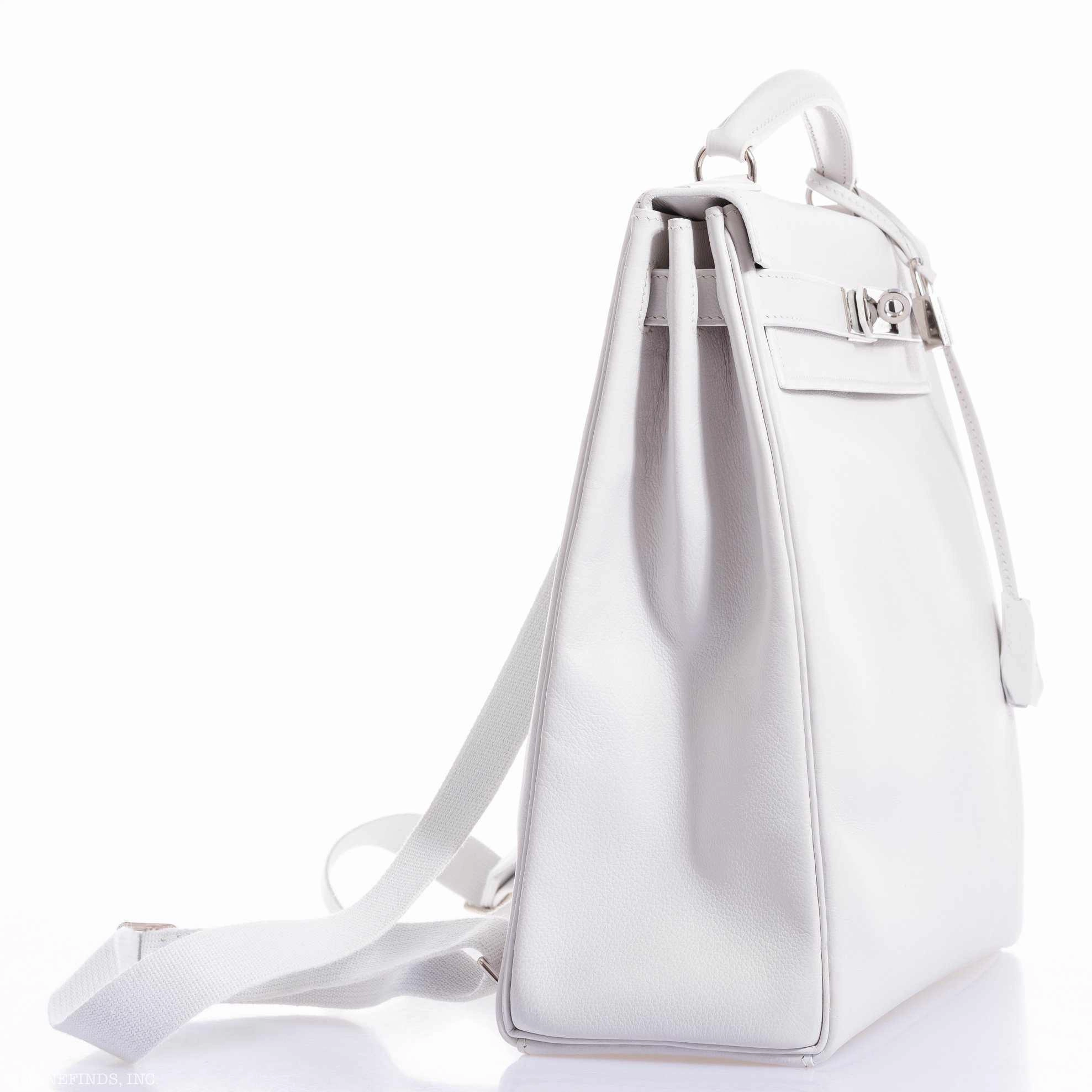 Herms Kelly 27 Ado Backpack White Graine Palladium Hardware