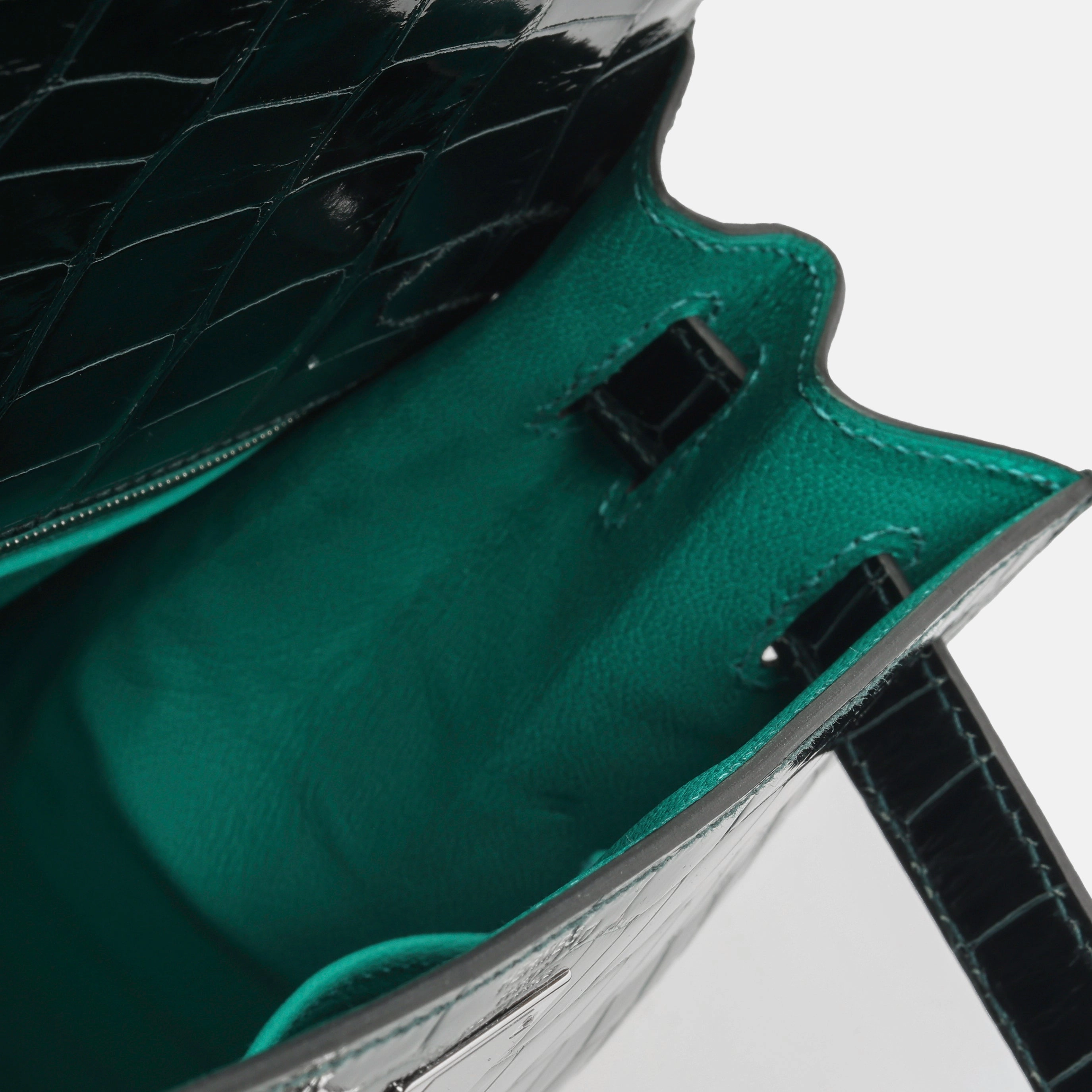 Herms Kelly 28 Verso - Vert Cypres Alligator / Vert Jade (NWT)
