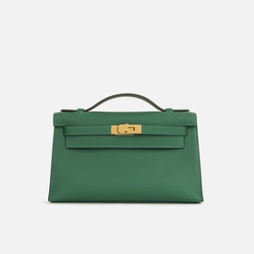 Herms Kelly Pochette - Vert Moyen Swift GHW