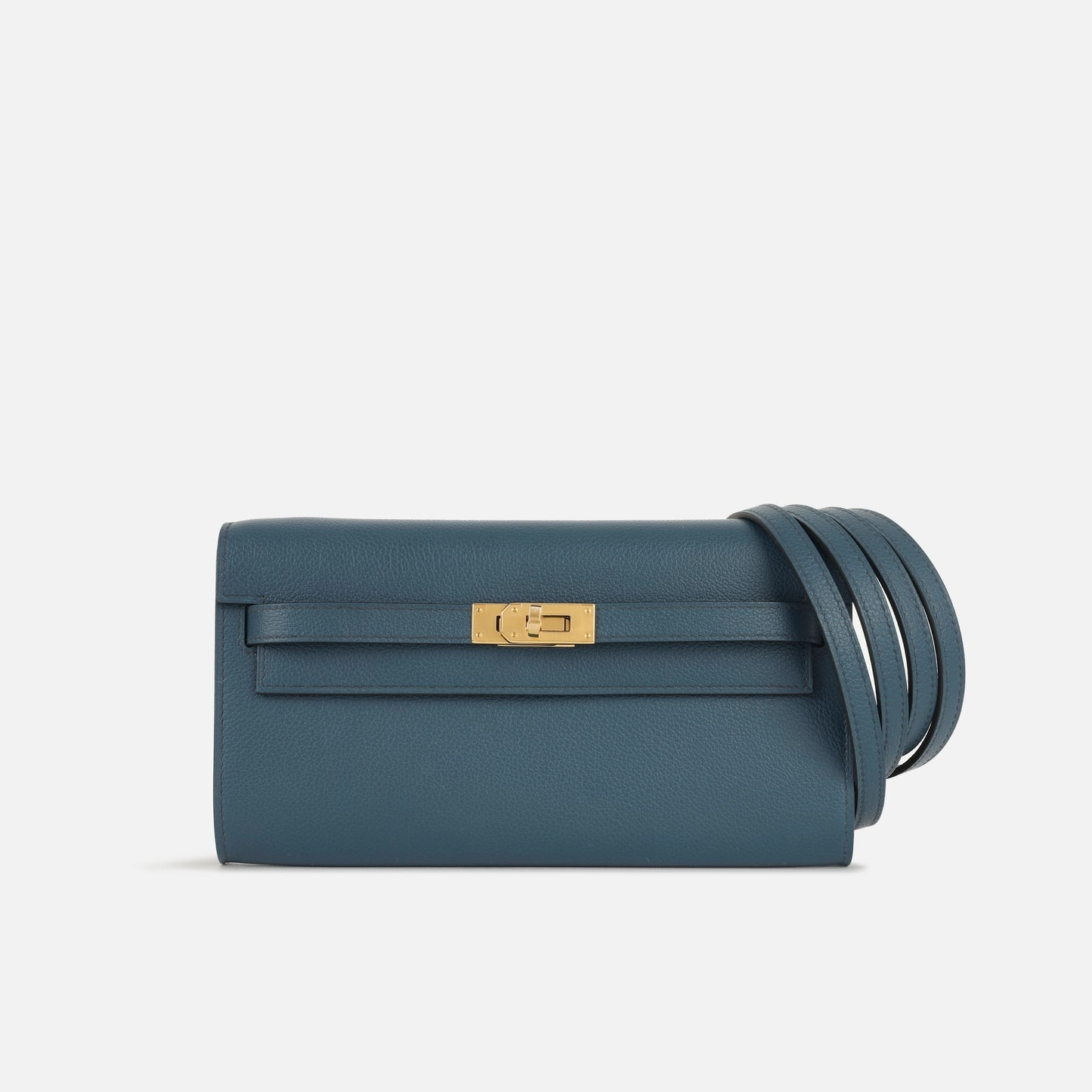 Herms Kelly To Go Wallet Bleu De Prusse Evercolor GHW (NWT)