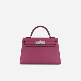 Herms Mini Kelly 20 - Rose Pourpre Chevre Palladium