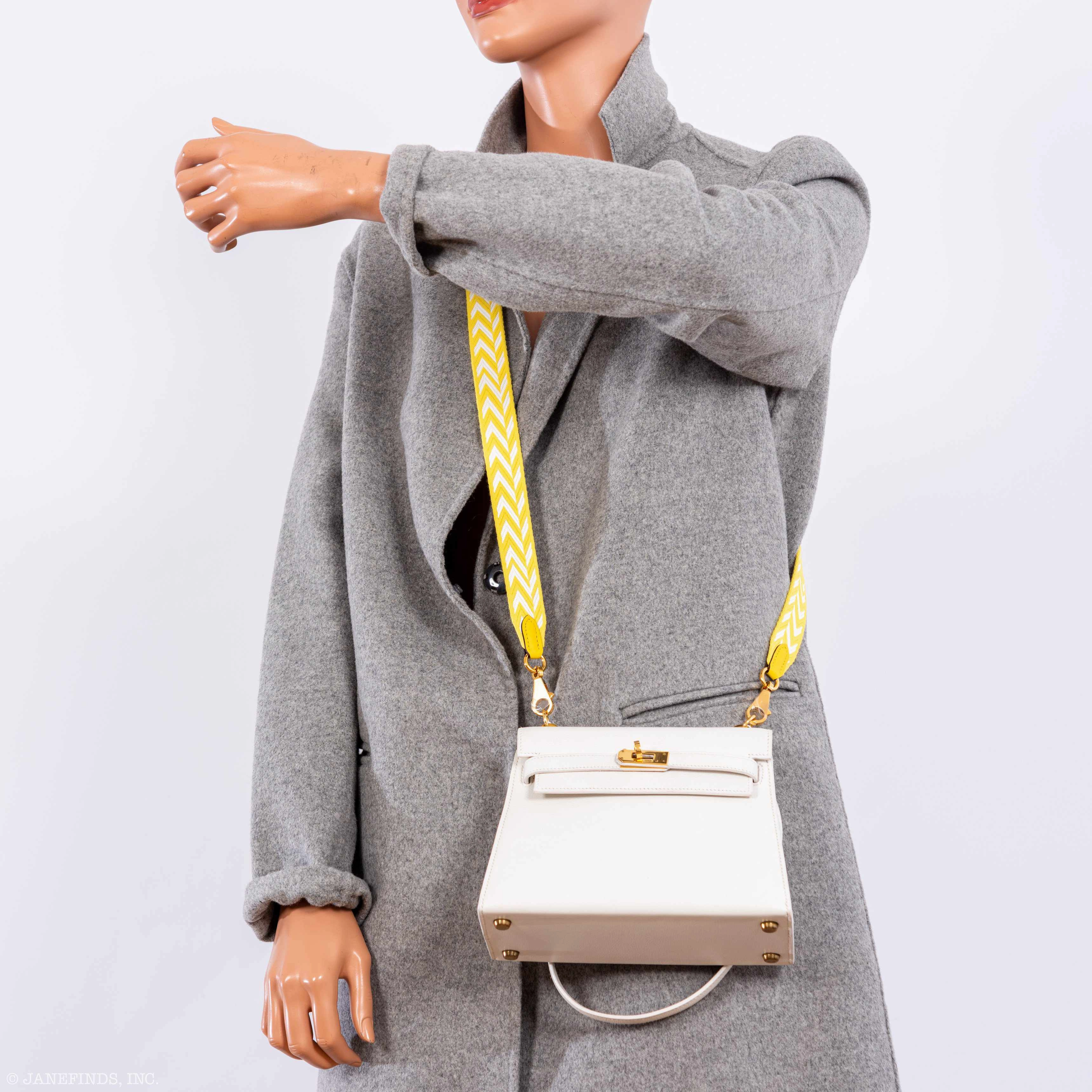 Herms Mini Kelly 20 Sellier Shoulder White Evercolor Gold Hardware - 1986