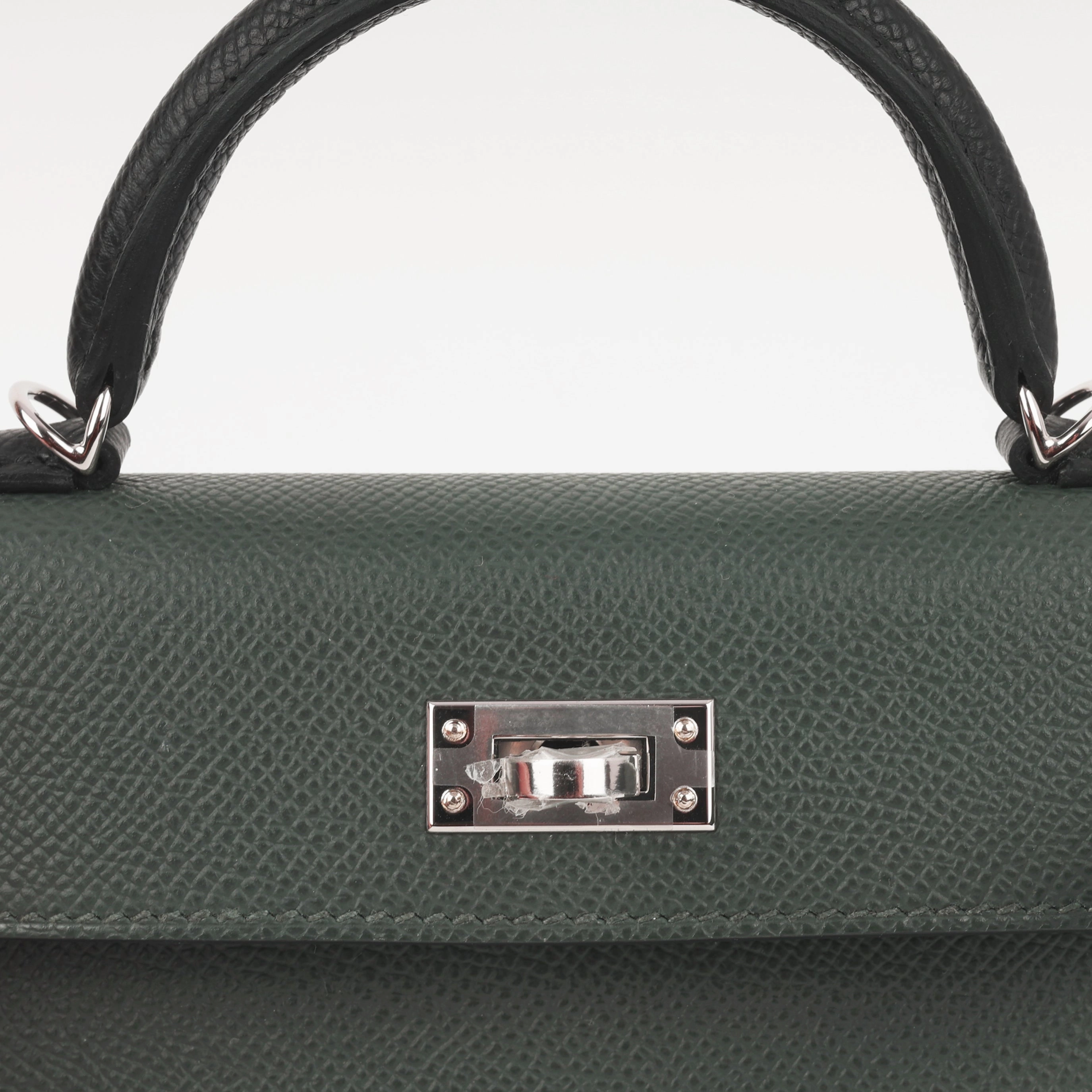 Herms Mini Kelly - Vert Mangrove / Vert Amande / Noir