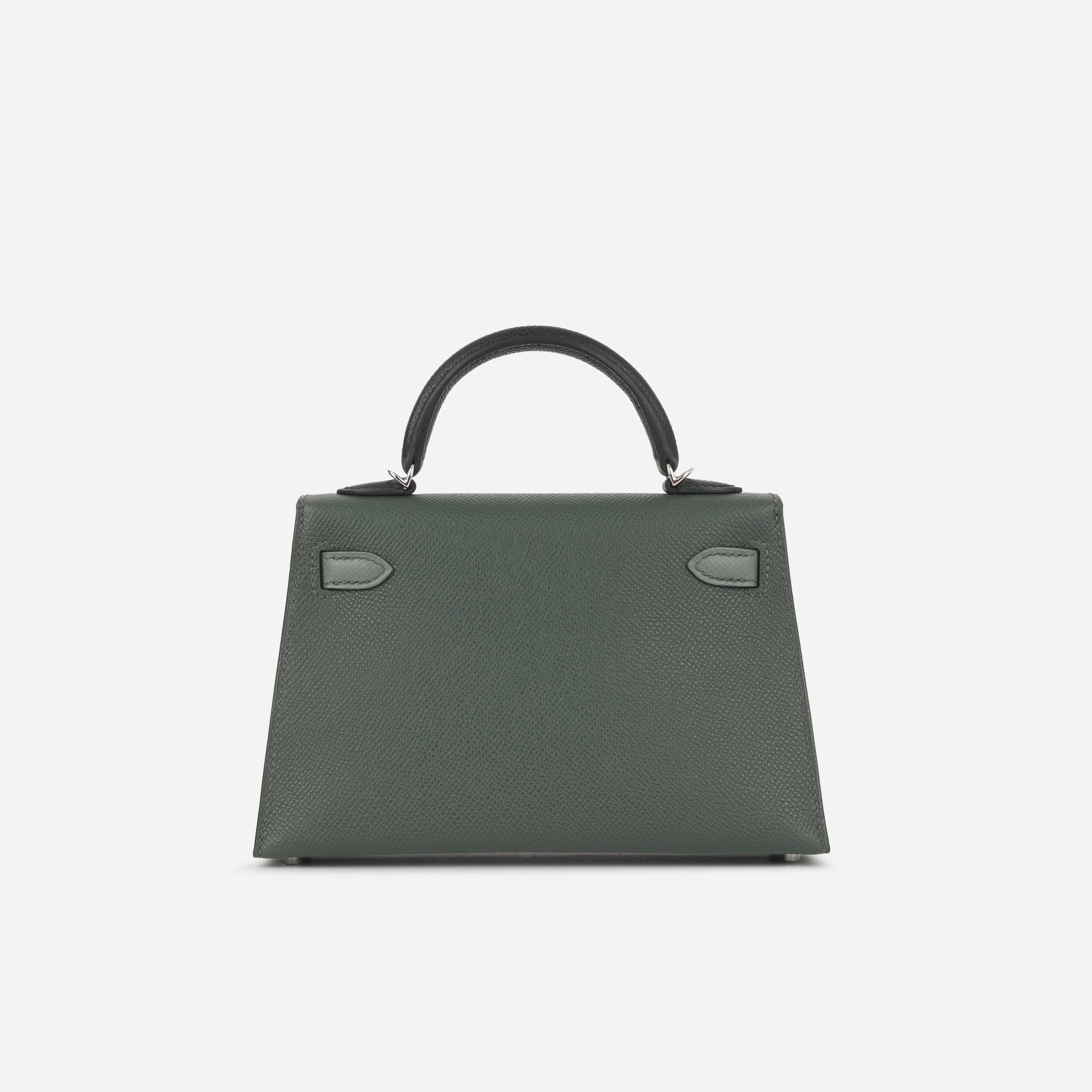 Herms Mini Kelly - Vert Mangrove / Vert Amande / Noir