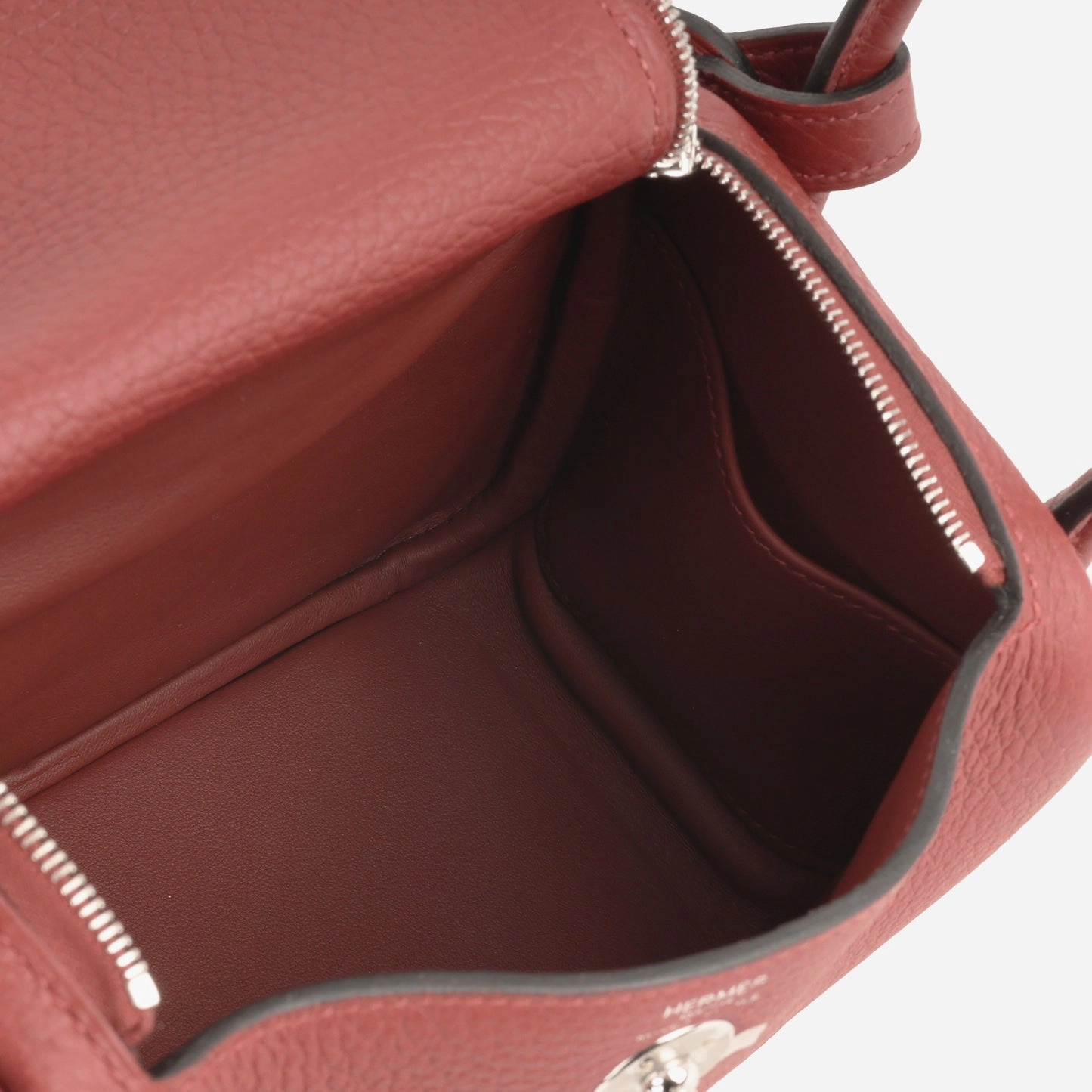Herms Mini Lindy Rouge H Clemence PHW (NWT)