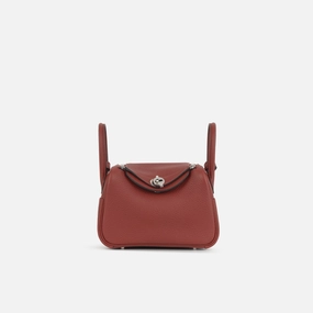 Herms Mini Lindy Rouge H Clemence PHW (NWT)
