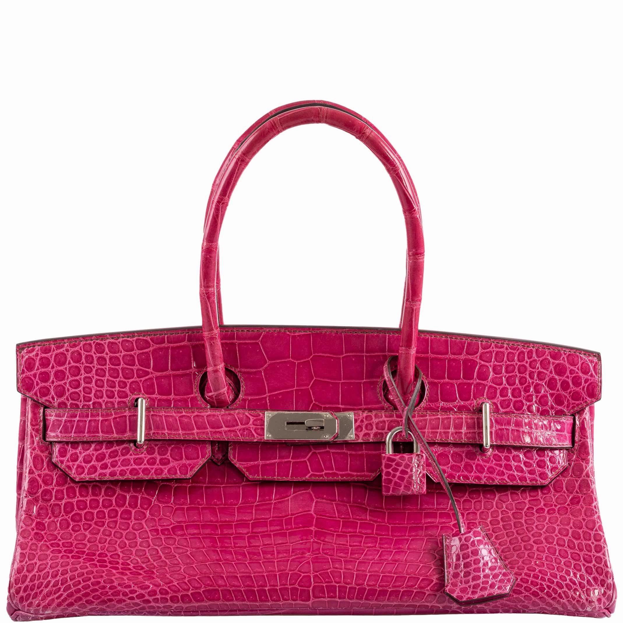 Herms Shoulder Birkin 42 JPG Fuchsia Porosus Crocodile Palladium Hardware