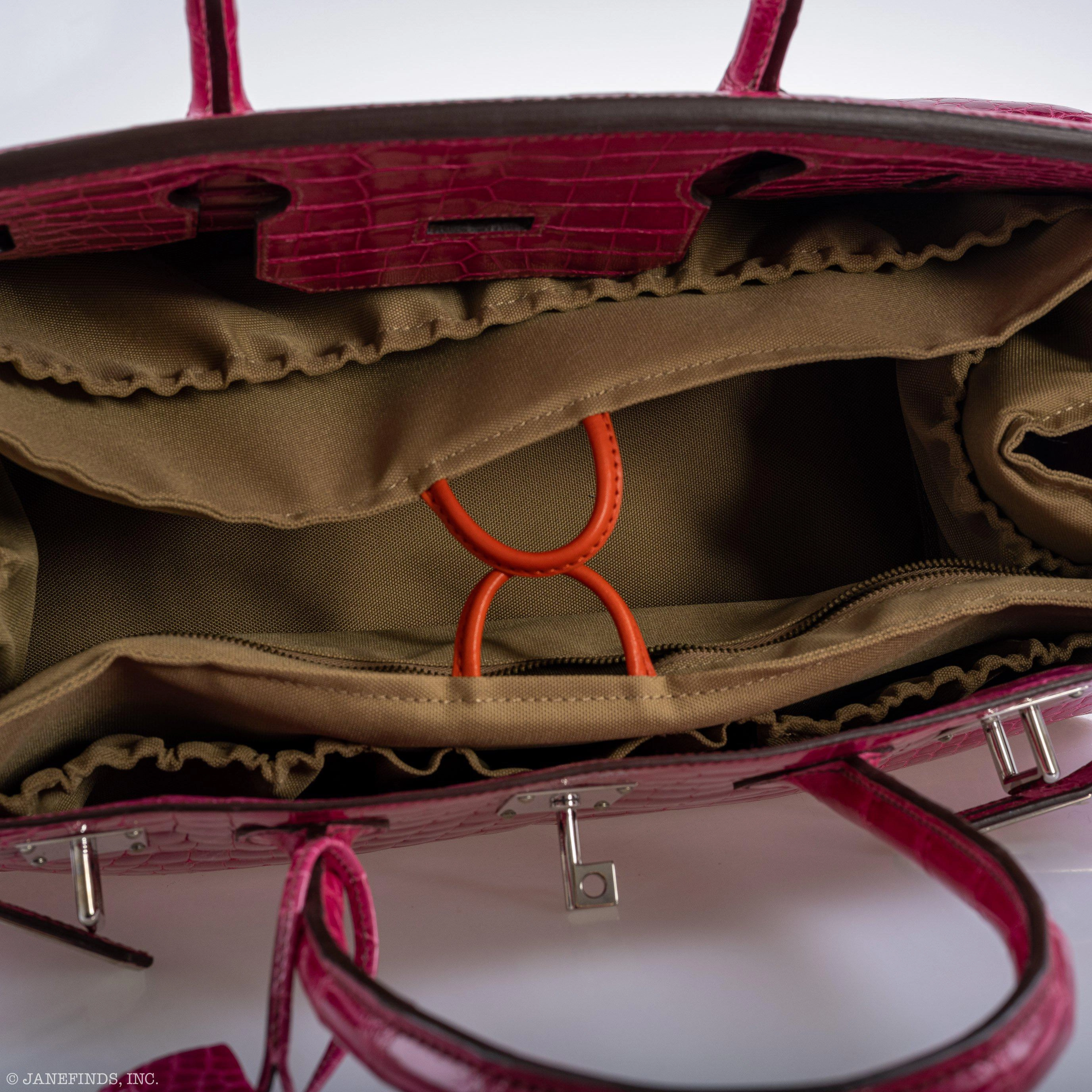 Herms Shoulder Birkin 42 JPG Fuchsia Porosus Crocodile Palladium Hardware