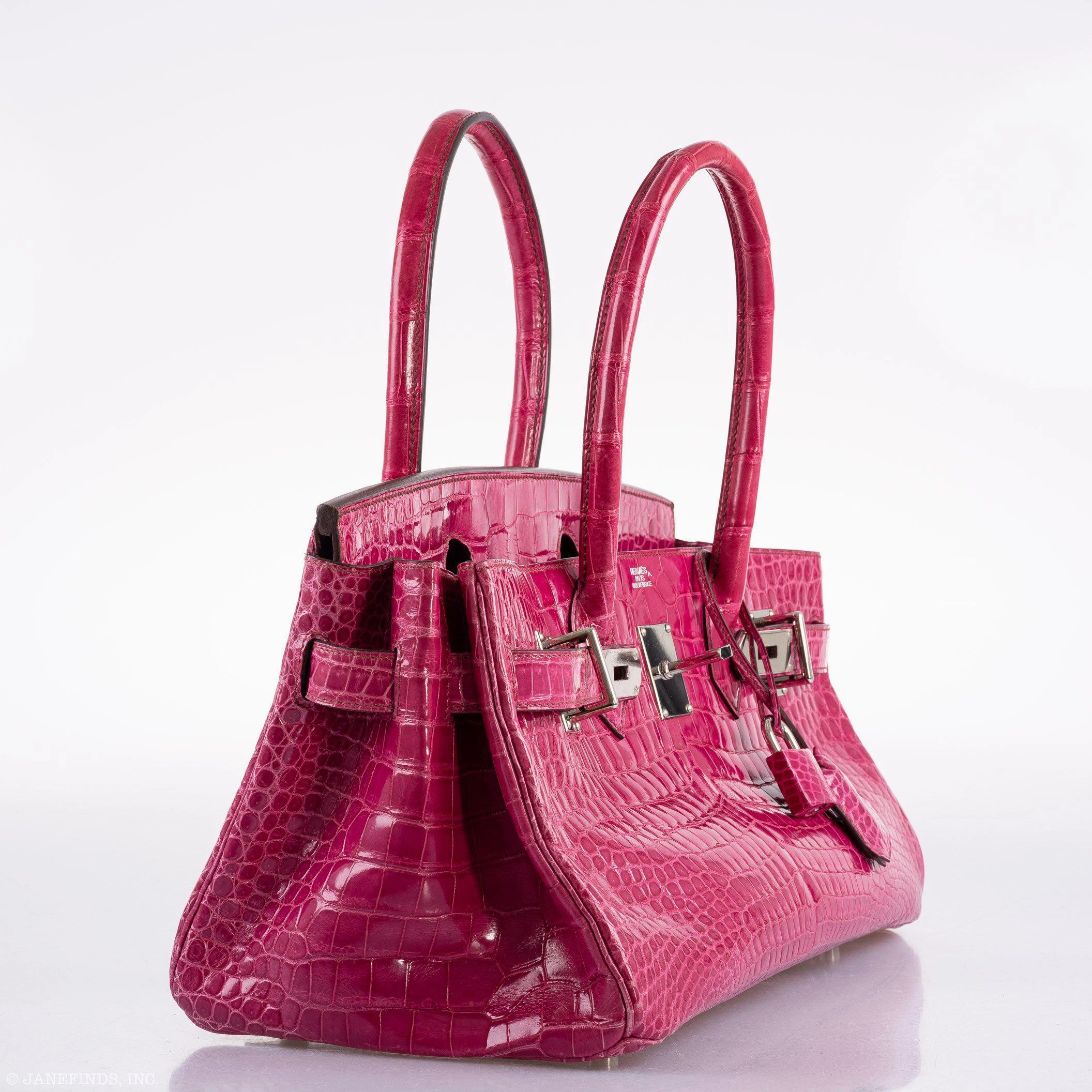 Herms Shoulder Birkin 42 JPG Fuchsia Porosus Crocodile Palladium Hardware