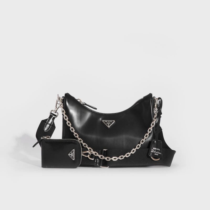 Hobo Re-edition 2005 Brushed Leather Crossbody in Black